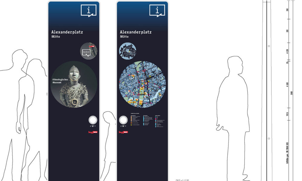 Interaktion mit der Stele über Touch Through Glas mit dahinterliegender Touchfolie